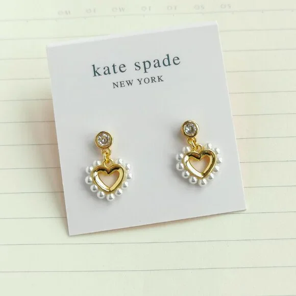 Shining Spade Pearl Gold Drop Earrings - Kate Spade - Picture 1 of 3